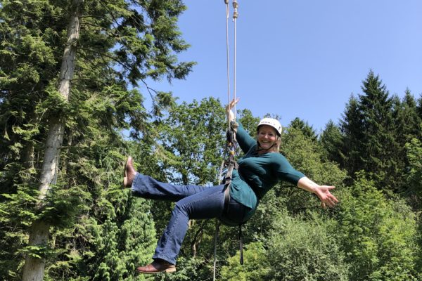 mum on zip wire